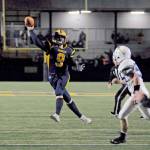 Aberdeen quarterback Elijah Brown (9) attempts a pass during the Bobcats 50-6 victory over Rochester on Friday at Stewart Field. (Ryan Sparks | Grays Harbor News Group)
