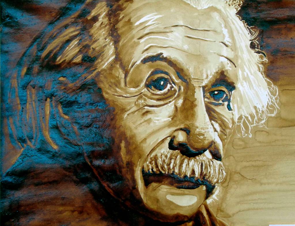 Courtesy photos                                A Stafford Creek inmate created this portrait of Albert Einstein using coffee. Its one of dozens of art pieces that will be on display Nov. 13 at the prison.