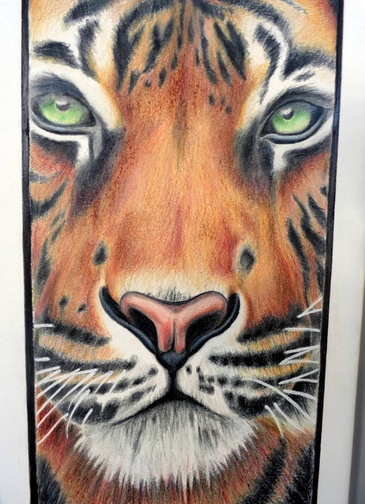 Another inmate drew this tiger with colored pencils.