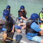 Group rafting was one of the skills students learned at Space Camp for Interested Visually Impaired Students.