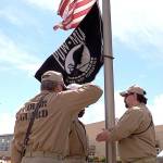 DEPARTMENT OF CORRECTIONS FILE PHOTO                                Veterans incarcerated in Stafford Creek Corrections Center salute the United States and POW/MIA flags. The prison has become the site of an official American Legion Post.