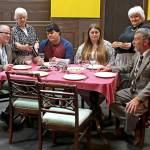 Carol Krueger photos                                At their regular Sunday dinner, conniving grandparents (played by Keith Krueger and Judy Ball at left, Louise Hoover and Eddie Logue at right) arrange a surprise guest (McKenna Hansen) for their grandson Nick (Chris Fruto).
