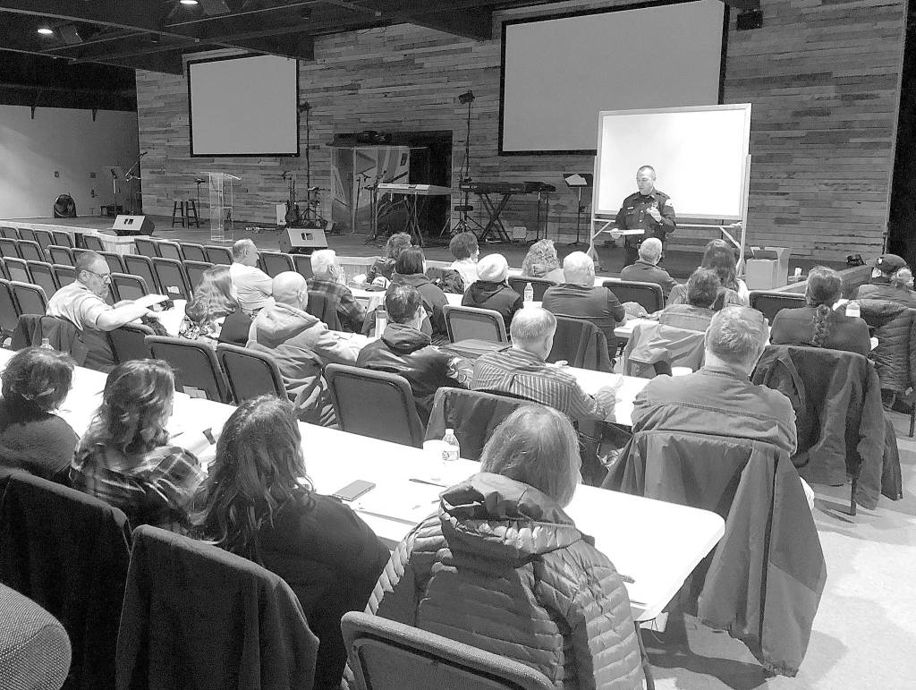 COURTESY PHOTO                                The Aberdeen, Hoquiam and Cosmopolis police departments are offering a free Citizens Academy to west county residents interested in learning more about the inner workings of the criminal justice system in Grays Harbor County. Here Aberdeen Police Chief Steve Shumate speaks to attendees at last years academy.