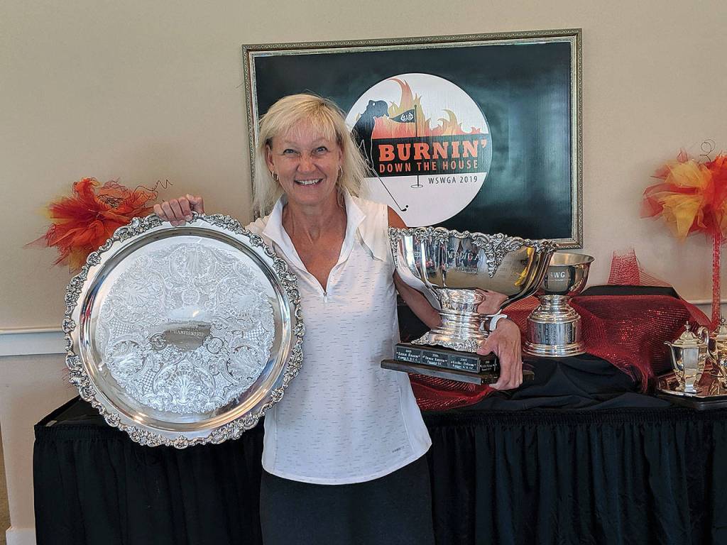 Hoquiams Gretchen Klein poses for a photo after winning the Washington State Womens Golf Association Senior Amateur Tournament on Wednesday, July 24 in Walla Walla. (Submitted Photo)