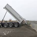 COURTESY ARMY CORPS OF ENGINEERS                                Contractors with Northwest Rock Inc. of Aberdeen are about halfway through an Army Corps of Engineers project to shore up the breach fill area between the Westport south jetty and the mainland.