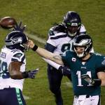 It took four seasons for quarterback Carson Wentz to finally get a postseason start for the Philadelphia Eagles, and only eight plays for that long-awaited opportunity to come to an end against the Seattle Seahawks on Sunday, Jan. 5, 2020. (Elizabeth Robertson/The Philadelphia Inquirer/TNS)