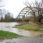 The Satsop River tests its banks Wednesdayat the boat launch beside the U.S. Highway 12 bridges just south of Satsop. The National Weather Service lifted the flood warning for the river Wednesday morning saying that most rivers are now receding. (Michael Lang | Grays Harbor News Group)