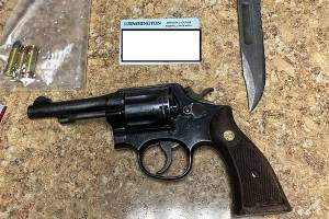 Felon arrested after dropping loaded revolver