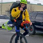 Birding enthusiast is traveling across the country on unicycle