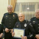 COURTESY PHOTO                                Hoquiam Police Officer Phillip High, second from right, was awarded the Grays Harbor Masonic Lodge Hoquiam Police officer of the year award in 2017. Also pictured from left are then-Hoquiam Mayor Jasmine Dickhoff, Hoquiam Police Chief Jeff Myers, and retired Hoquiam Police Deputy Chief Don Wertanen.