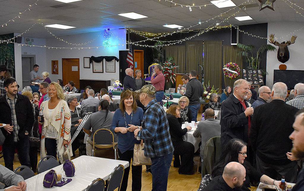 DAN HAMMOCK | GRAYS HARBOR NEWS GROUP                                Family, friends and colleagues gathered at the Montesano Moose Lodge Friday afternoon to share their memories of former Port of Grays Harbor Commissioner Chuck Caldwell.