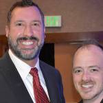 DAN HAMMOCK | GRAYS HARBOR NEWS GROUP                                David Quigg, left, Grays Harbor Hospital District 2 board member, and local radio personality and Cosmopolis Mayor Kyle Pauley at the 2020 United Way of Grays Harbor Black and White Gala.