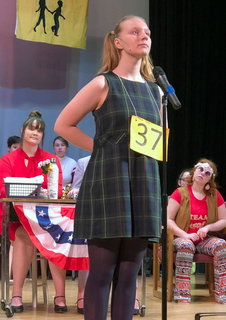 Marcy Park (Mikaela Murphy) is all business in spelling her word.