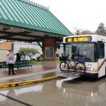 A Grays Harbor Transit bus waits to resume its trip toward Olympia Thursday (Jan. 30, 2020) at the Montesano Station. GH Transit is considering expanding express service to Olympia and constructing park and ride lots along U.S. Highway 12/state Route 8. (Michael Lang | Grays Harbor News Group)