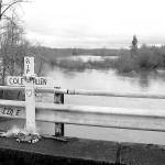 The Chehalis River overflows its usual banks Friday, Jan. 31, 2020, east of a memorial on the old Wakefield Road bridge. (Michael Lang | Grays Harbor News Group)