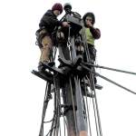 L-R Kate Fournier and Bridget McCutchen swaying up the topgallant of the Lady Washington on Thursday. (Thorin Sprandel | Grays Harbor News Group)