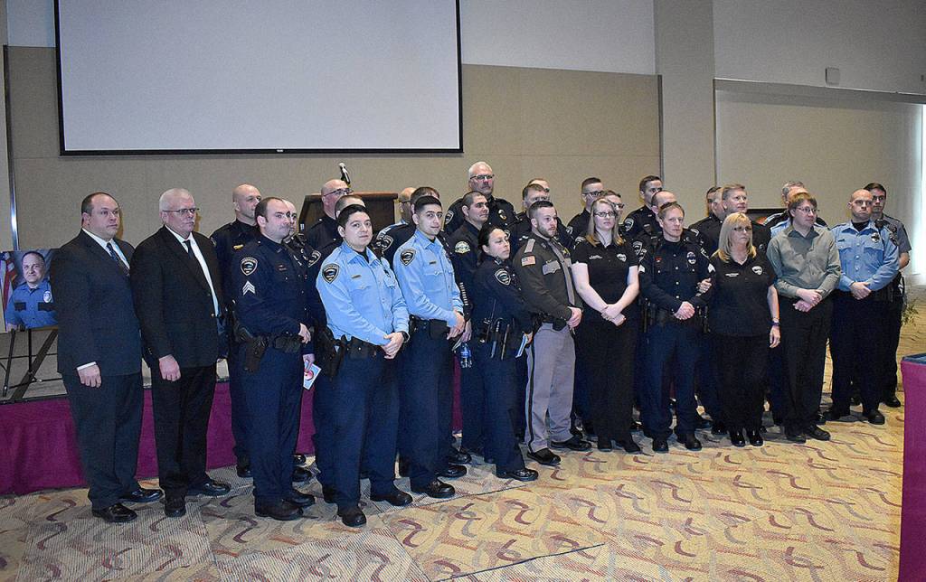 DAN HAMMOCK | GRAYS HARBOR NEWS GROUP                                 Members of the Hoquiam Police Department joined family and friends to remember the life of Officer Phil High Saturday.