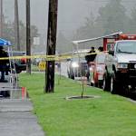 Aberdeen police work at a death investigation in the 700 block of East Market on Thursday morning. (Thorin Sprandel | Grays Harbor News Group)