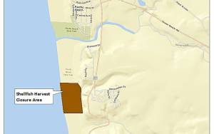 COURTESY IMAGE                                 A sewage spill near Seabrook has closed about 1,500 feet of beach to razor clam digging for the remainder of the month.