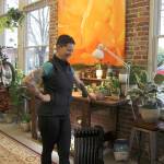 Trena Moore pauses while discussing her work Jan. 29, 2020, at her gallery, The Moore Gallery, in Montesano. The painting behind her recently sold for $5,400. (Michael Lang | Grays Harbor News Group.)