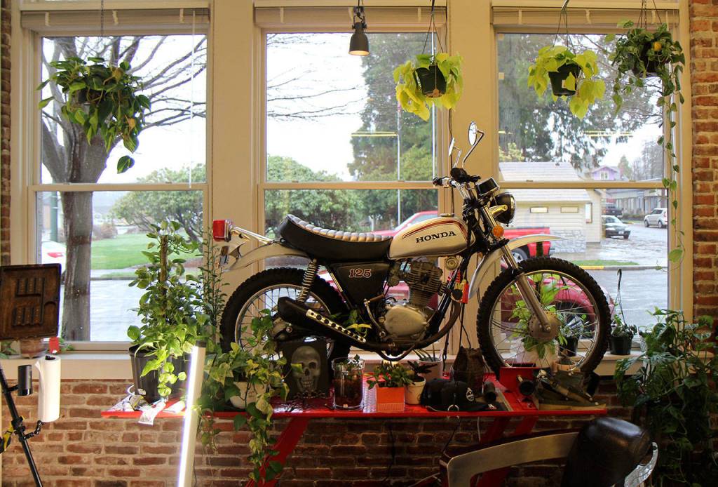 A motorcycle is on display Feb. 6, 2020, at The Moore Gallery in Montesano. (Michael Lang | Grays Harbor News Group)