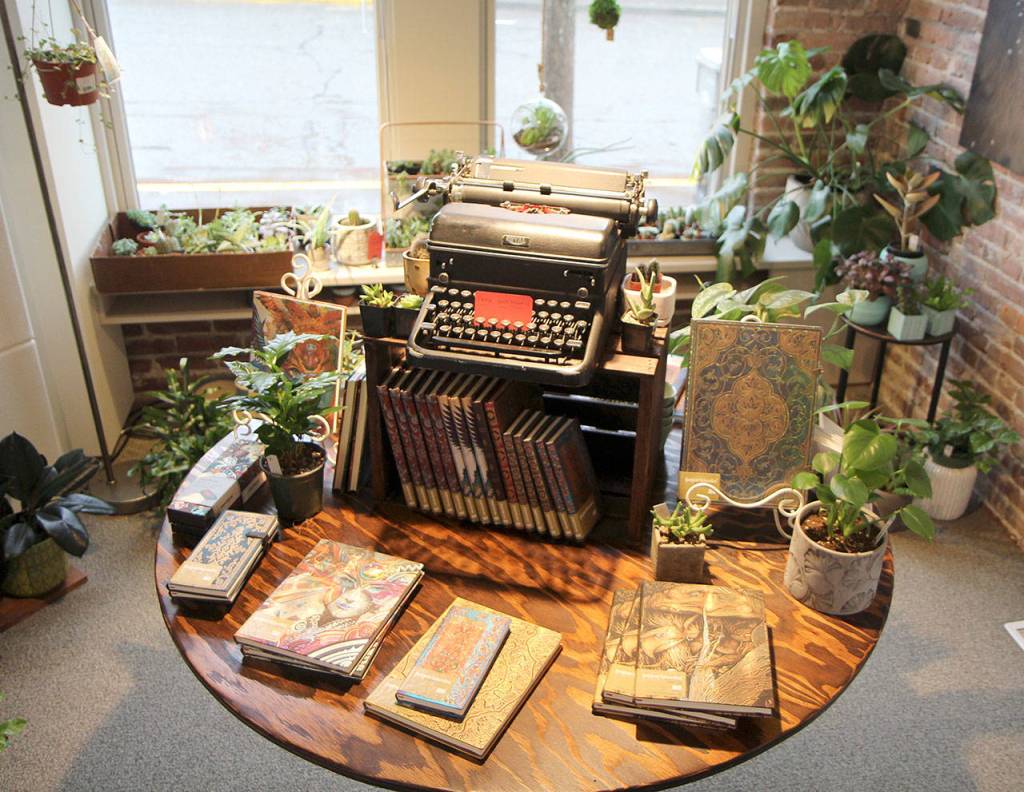 Journals are on display Jan. 29, 2020, at Trina Moores gallery in Montesano. (Michael Lang | Grays Harbor News Group)