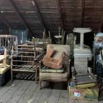 The attic level has plenty of floor space and room to walk upright, but its serving as a storage area for now.