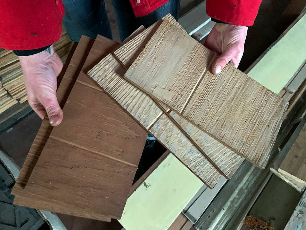 Owner Ginger Mounts intends to take siding cutoffs and various other wood bits and pieces left behind and incorporate them into her décor.