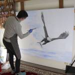 Michael Lang | Grays Harbor News Group                                Trina Moore works on a commissioned oil painting at the Moore Gallery in Montesano.