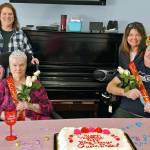Courtesy photo                                Each February, Pacific Care staff members vote for residents to be honored as Valentine king and queen. Then, during the Hoquiam facilitys annual Valentines Day party, the royals are celebrated with crowns, flowers, punch and cake. This years queen is resident council president Linda Gladson (left, with daughter Kristine Gladson is standing behind her). The king is resident council vice president Larry Schoening (whose sister Tammie Jacobs is standing behind him).