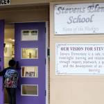 The front door of Stevens Elementary School which opened in 1954. (Courtesy of Dee Anne Shaw | Aberdeen School District.