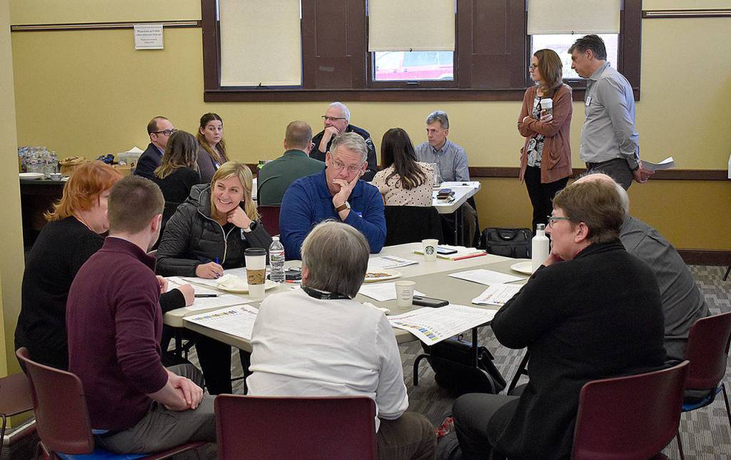DAN HAMMOCK | GRAYS HARBOR NEWS GROUP                                 People from the Hoquiam business community and city officials met with the Department of Commerce Thursday, another step as part of Commerces pilot project designed to match up the citys top needs with Commerce programs.