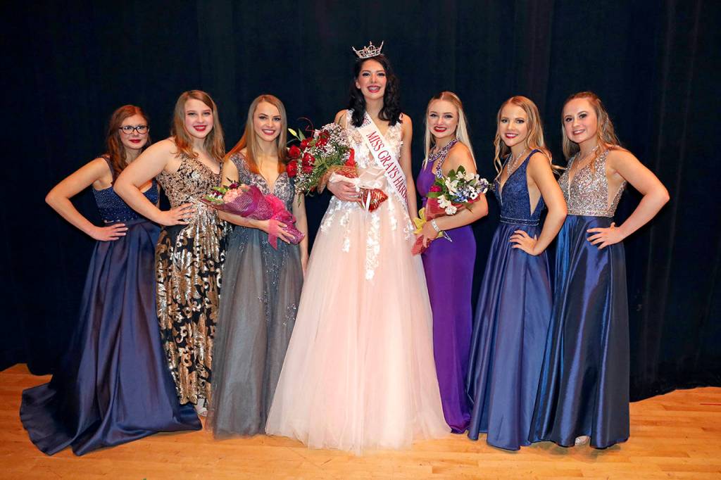 Keith J. Krueger photo                                The Outstanding Teen candidates, from left: Autumn Sayres-Hartman, Maci Winkelman, first runner-up Ellie Winkelman, Outstanding Teen Sofia Da Silva, second runner-up Shayli Burlingame, Lauren Fagerstedt and Graci Bonney-Spradlin.