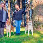 Jared Wenzelburger | The Chronicle                                Alexzandra Erb, left, and Jamesa Maulden each brought home an award from the Westminster Dog Show for their pets, Lizzie (a smooth collie) and Jack (a Siberian husky).