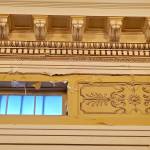 Water damage to plaster and artwork can be seen recently in a Superior Court courtroom in Montesano. Two courtrooms are damaged because of a leak in the roof, which is being repaired. (Photo courtesy Mark Cox, Grays Harbor County Community Development)