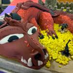 This dragon cake was visually amazing, with a castle molded from Rice Krispie treats and a pile of gold represented by nuggets of gum.