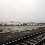The City of Aberdeens property at 421 South Michigan Street on Jan. 10. The potential site of a new homeless camp is between the tracks and Harbor Battery, Finn Electric and Cintas on State Street. (Thorin Sprandel | Grays Harbor News Group)