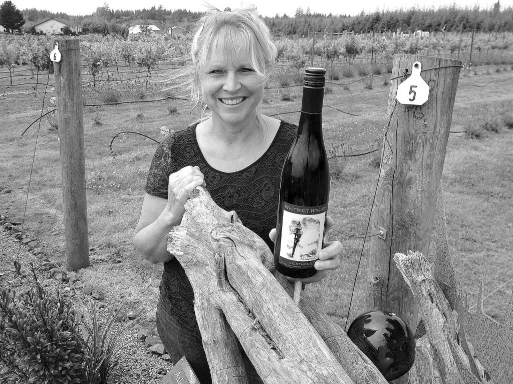 Eric Degerman/Great Northwest Wine                                 Kim Roberts, who co-founded Westport Winery Garden Resort in 2008 with her husband, Blain, used some of her familys Riesling to help produce hand sanitizer for law enforcement and first responders in and around Grays Harbor County.