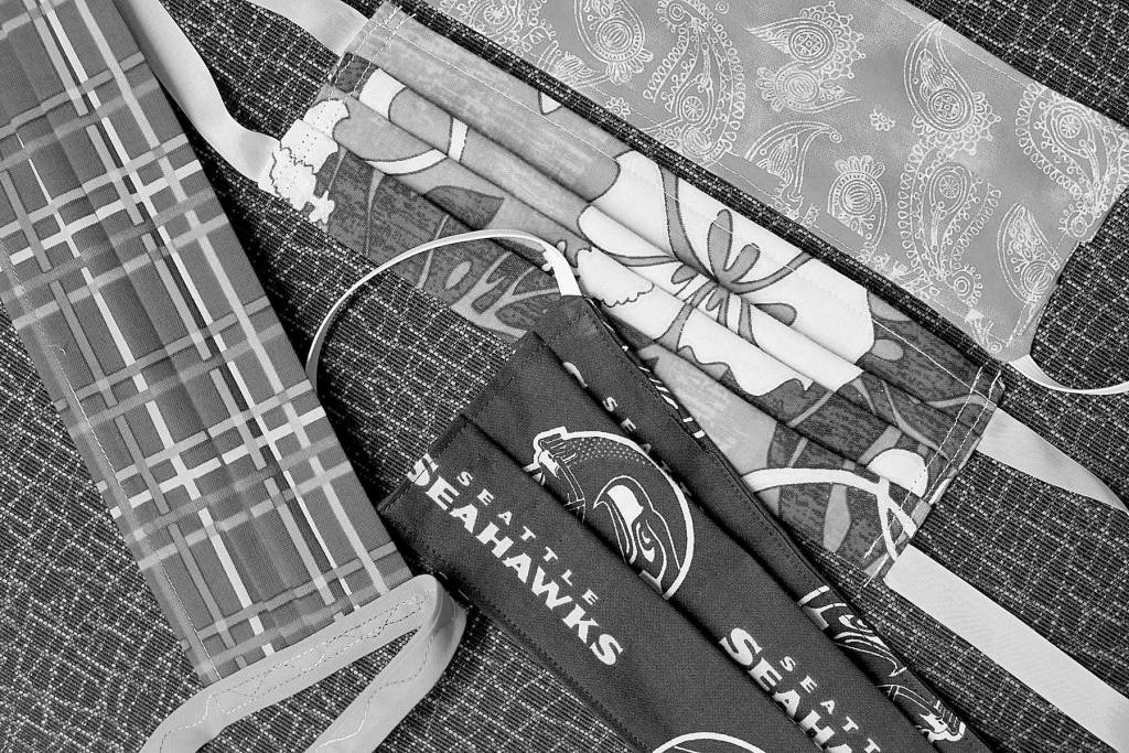 COURTESY GRAYS HARBOR COMMUNITY HOSPITAL                                 Some examples of the masks made by local quilters and donated to Grays Harbor Community Hospital. These masks are made with an approved pattern and tests have shown they are very effective.