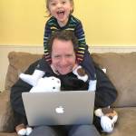Andrew Gaines of Grays Harbor College has his hands full working from home with his 2-year-old daughter, Shayna. (Photo by Michelle Gaines)