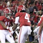 Harry How/Getty Images                                 Jerry Jeudy (No. 4) of the Alabama Crimson Tide is congratulated by his teammate Henry Ruggs III (No. 11) after scoring a first-quarter touchdown reception against the Clemson Tigers in the CFP National Championship presented on January 7, 2019, in Santa Clara, California. Among the elite wide receivers in the 2020 NFL Draft, both players have been linked to the San Francisco 49ers in numerous mock drafts.