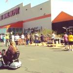 Photo by David Haerle/The Daily World                                 On a gorgeous spring day during which temperatures on the Harbor reached the high 60s, scores of shoppers lined up social-distance style at Home Depot in Aberdeen on Thursday afternoon. The National Weather service is calling for a 40% chance of rain Saturday with mostly cloudy conditions and a high near 57. On Sunday, the forecast calls for areas of fog before 9 a.m. Otherwise, mostly sunny, with a high near 60. Monday is expected to be mostly sunny with temperatures in the low 60s.
