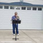 (Courtesy photo) From left, Andy Hall, Paul Miller and Roger Lockhart, play Sunday morning hymms for residents across the street at the Montesano Health and Rehabilitation Center.