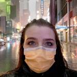 Christina Greenway poses in Times Square. She was in New York to serve as reinforcement for nurses in the citys response to an overwhelmed medical system. (Courtesy photos)