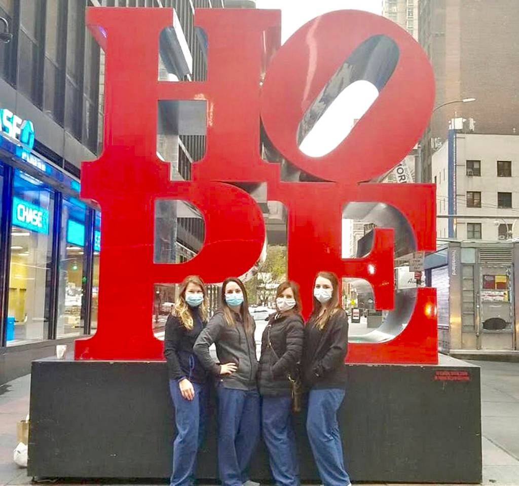 Courtesy photos                                 The four nurses from Olympia Orthopaedic who went to New York are, from left, Pearl Hoyt, Ashley Haskins, Kori Dijos and Christina Greenway