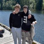 photos by DAN HAMMOCK | GRAYS HARBOR NEWS GROUP                                 Anthony Blevins, of Montesano, left, and David Reinkens, of Westport, show off the big rainbow trout Reinkens caught out of Lake Sylvia Tuesday morning.