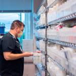 Nurse Chris Stallings retrieves items from a supply room at GHCH.