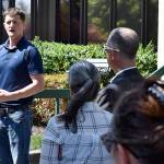 DAN HAMMOCK | GRAYS HARBOR NEWS GROUP                                 About 25 people attended a rally urging the reopening of Grays Harbor County businesses. The event, organized by Citizens of Grays Harbor and Beyond, was held at the county administration building in Montesano Friday. Speaking here is Cathlamet Republican Joel McEntire, who is challenging incumbent Rep. Brian Blake, D-Aberdeen, in the 19th District.