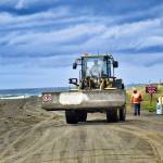 Photo by Scott D. Johnston                                 Ocean Shores City workers were out Tuesday morning removing the concrete highway barriers, including these at Chance a la Mer Blvd., that have been used to close city beach access roads to vehicles for the past seven weeks.