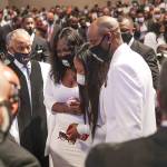 Family members react as they view the casket of George Floyd during the private funeral held Tuesday in Houston, Texas. (Godofredo A. Vasquez/Getty Images)